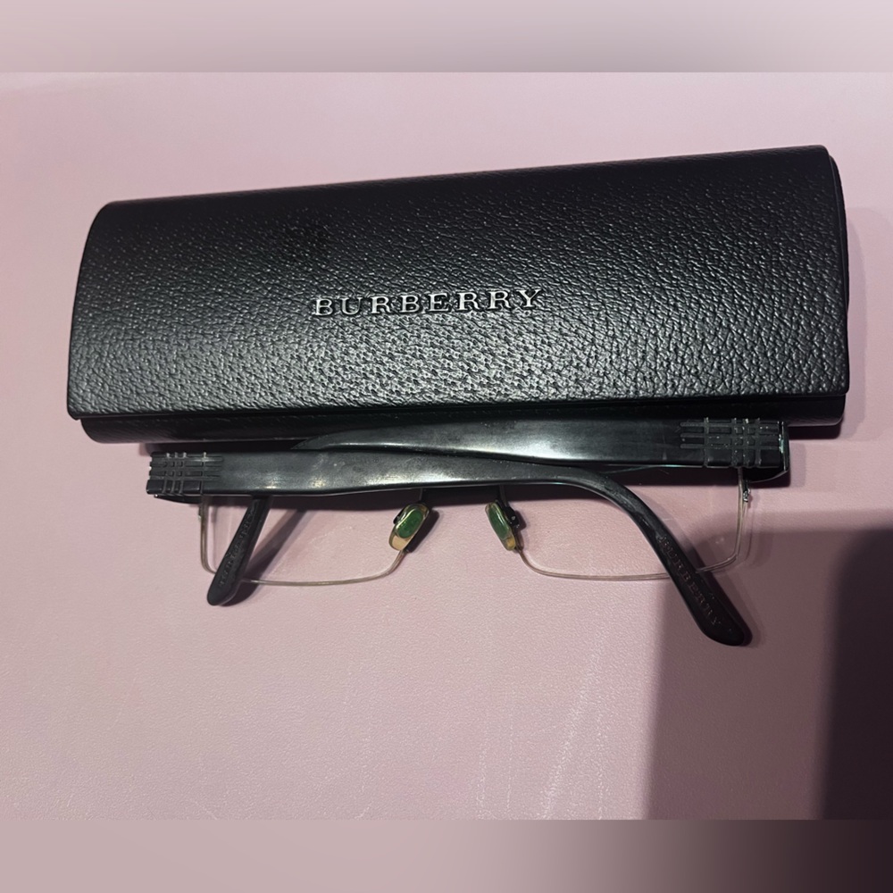 Burberry Black Leather Glasses Case and used frames